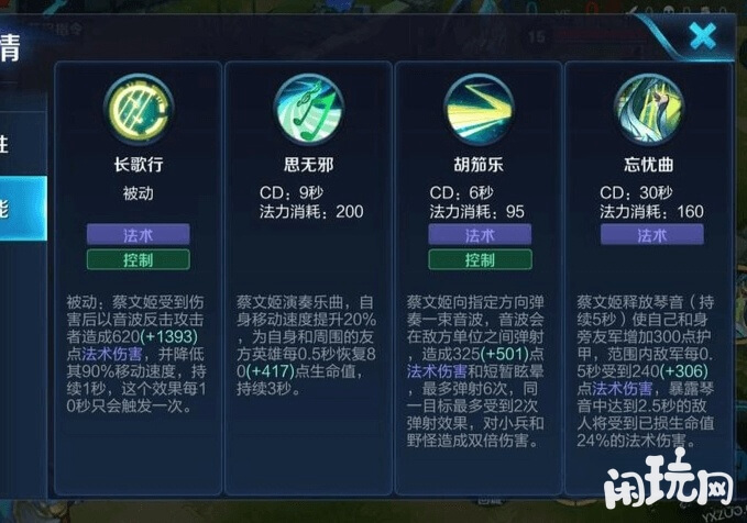 王者荣耀蔡文姬技能