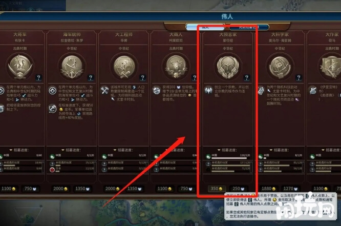 文明6招募英雄界面