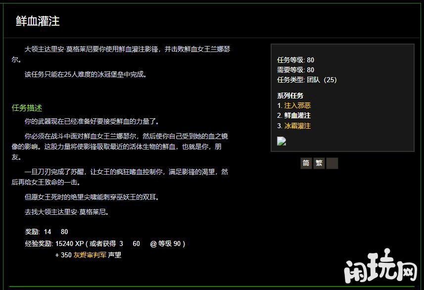 魔兽世界鲜血灌注任务