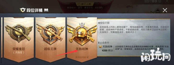 和平精英的最高段位无敌战神