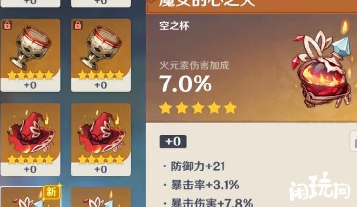 原神魔女套火伤杯圣遗物