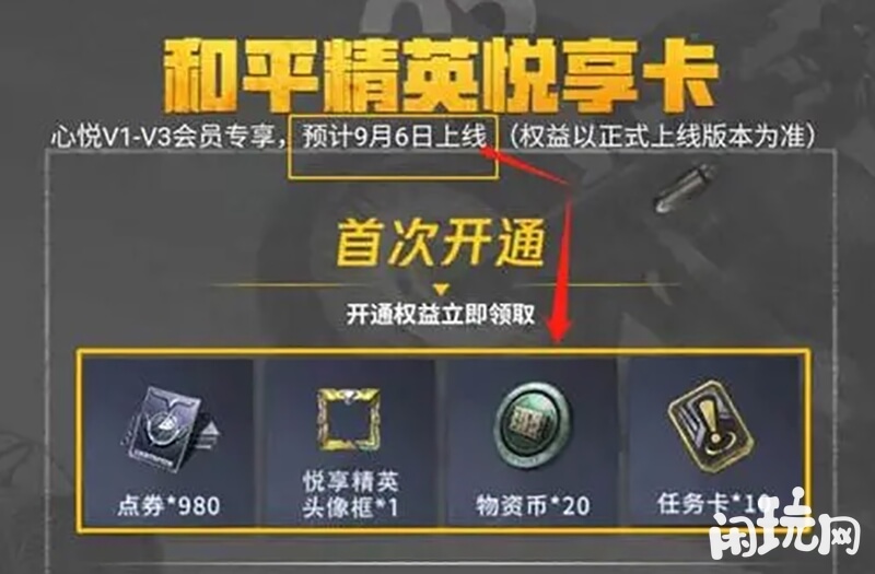 和平精英心悦悦享卡首次开通奖励