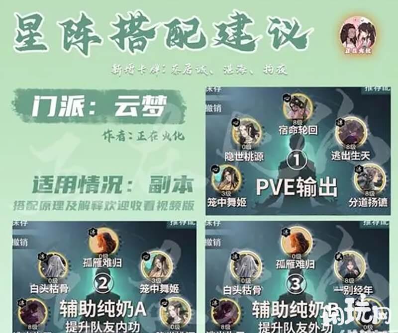 一梦江湖云梦星阵搭配